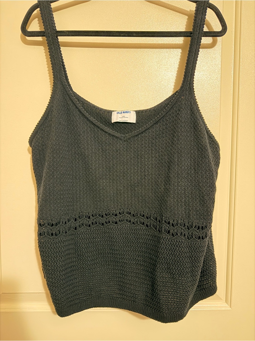 Old Navy Black Knit Eyelet-Trim Tank